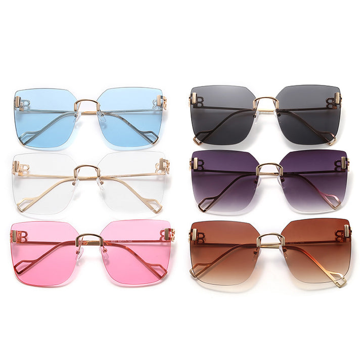 Damen elegante quadratische Sonnenbrille mit goldfarbenem Metallrahmen Karnz