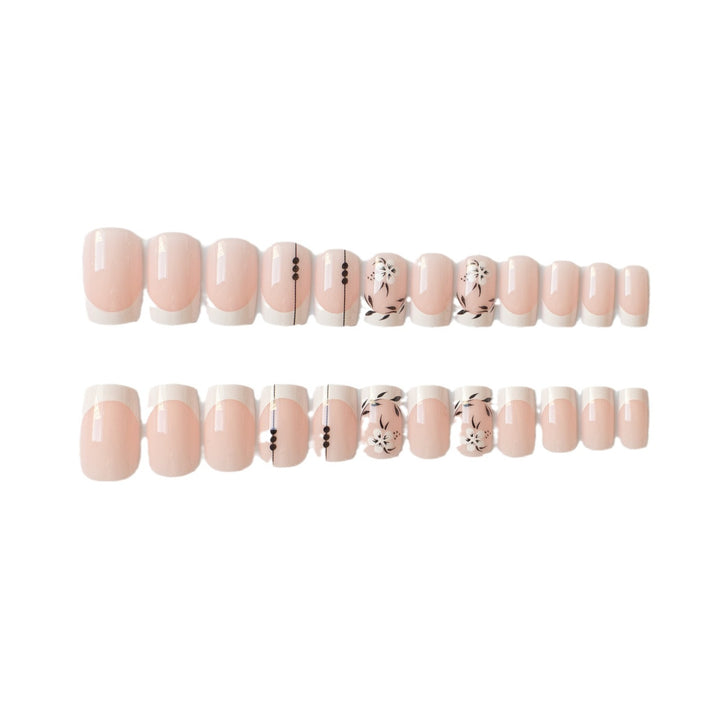Elegantes florales French Tip Nagelkunst Set