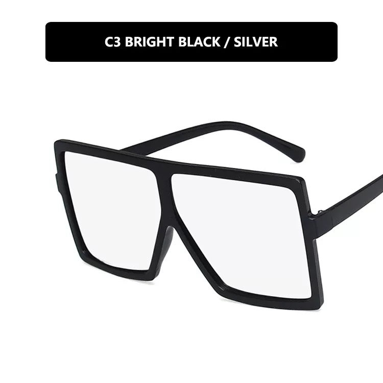 Damen moderne oversized Sonnenbrille mit transparentem Rahmen und stilvollen Gläsern Karnz