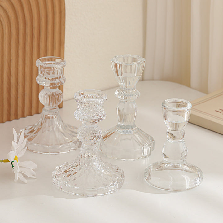 Kristallschnitt-Glas-Teelichthalter mit geripptem Fuß Karnz