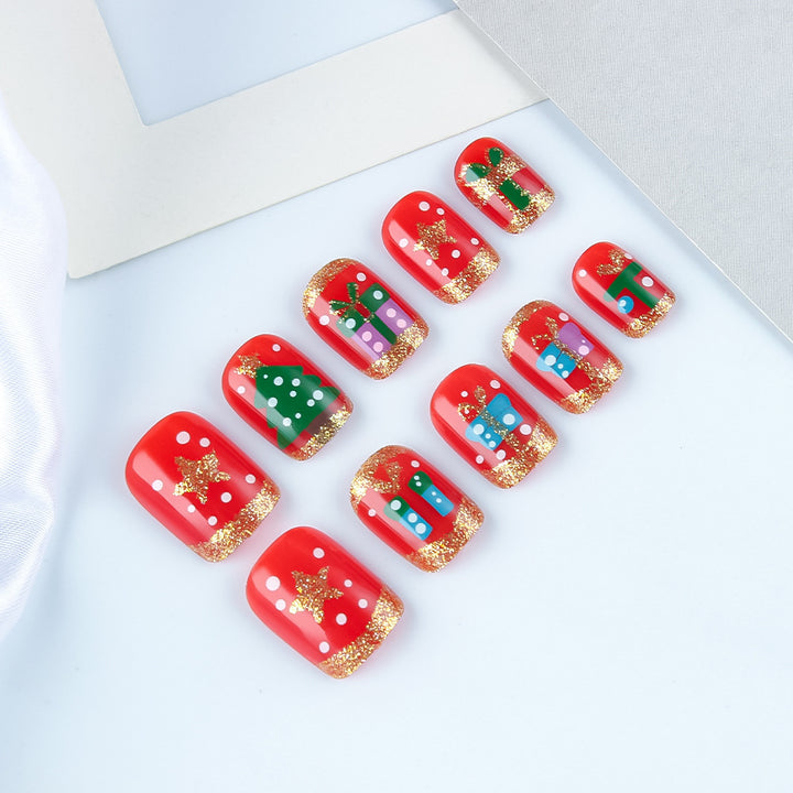 Festliche Weihnachtsmotiv Press-On Nagelkunst Karnz