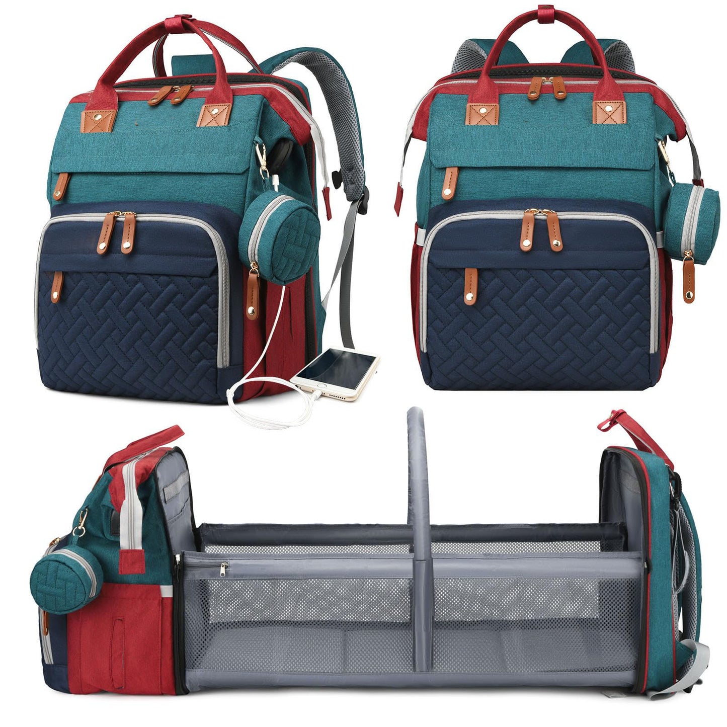 Unisex Multifunktionaler Rucksack mit abnehmbarem Reißverschluss und isolierter Fächer Karnz