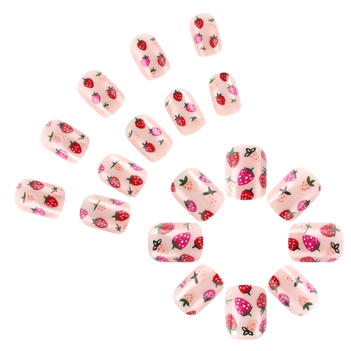 Erdbeer-Themen Press-On Nagelkunst Karnz