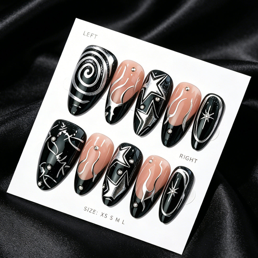 Künstlerisch von der Galaxie inspiriertes Press-On Nagelset
