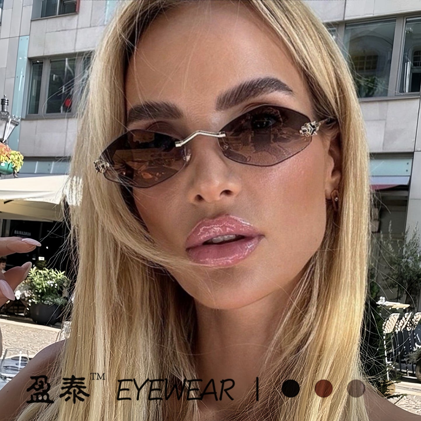 Damen Cat-Eye Sonnenbrille mit luxuriösem Perlrahmen und polarisierenden Gläsern Karnz
