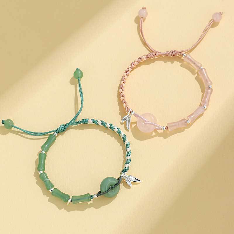 Verstellbares Armband mit Edelstein- und Blatt-Anhänger Karnz