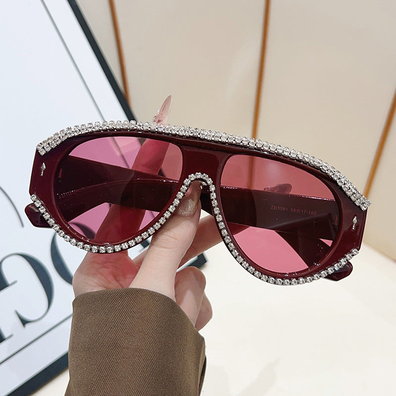 Luxuriöse Übergroße Strasssonnenbrille Karnz