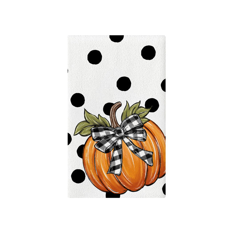 Vertikales Büffel-Karierter Herbstgarten-Banner mit bemalter Kürbis-Illustration