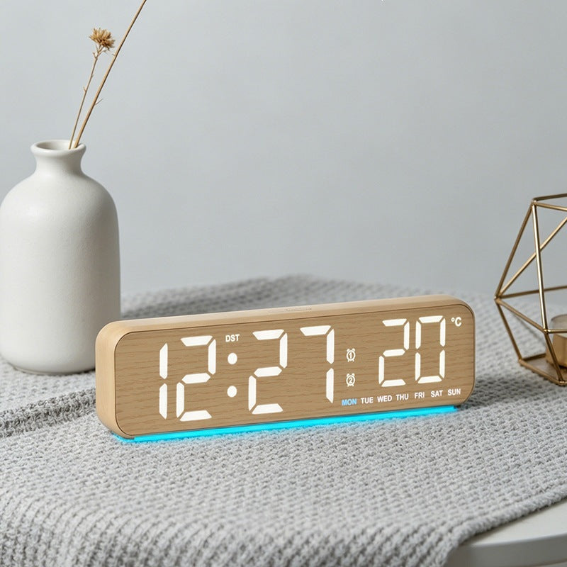 Digitaler Holz-Led Wecker mit Temperatur- und Kalenderfunktion Karnz