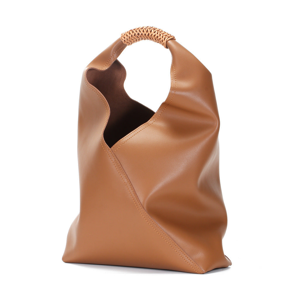 Skulpturaler Schluff-Leder-Hobo-Tote mit geflochtenem oberen Griff
