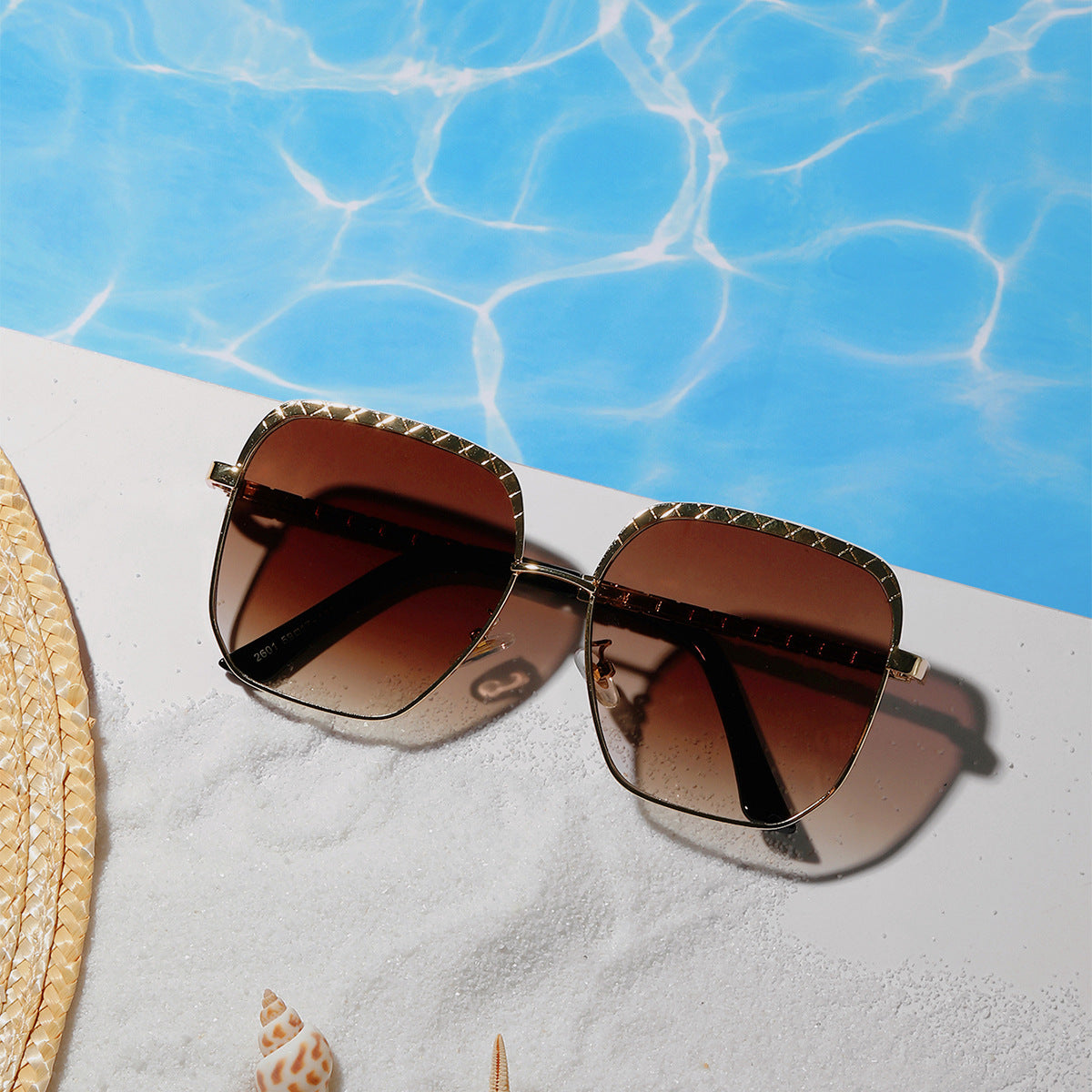 Damen modische oversized Sonnenbrille im geometrischen Design Karnz