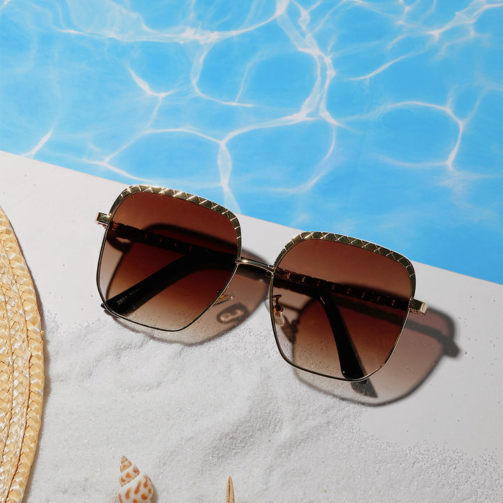 Damen modische oversized Sonnenbrille im geometrischen Design Karnz