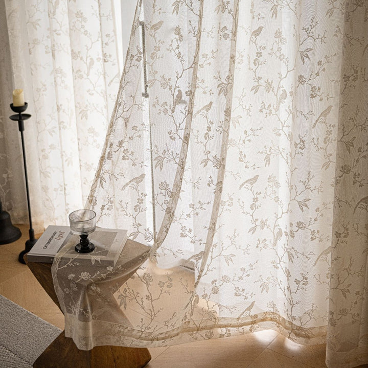 WoLace Bestickte Transparente Gardine Karnz