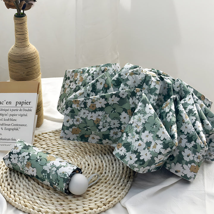 Damen Faltbarer Regenschirm mit elegantem Blumenmuster Karnz
