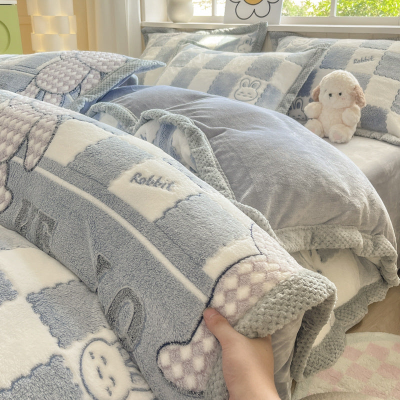 Cartoon Tier Plüsch Comforter Set