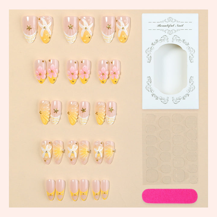 Künstlerisches Press-on-Nagelset mit floralen und dekorativen Designs Karnz