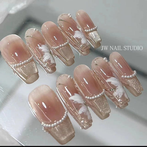 Künstlerisches handgefertigtes Press-On-Nagelset