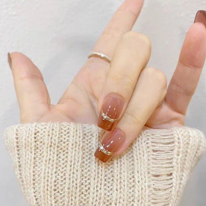 Elegante Glitzernde Press-On-Nagelkunst Karnz