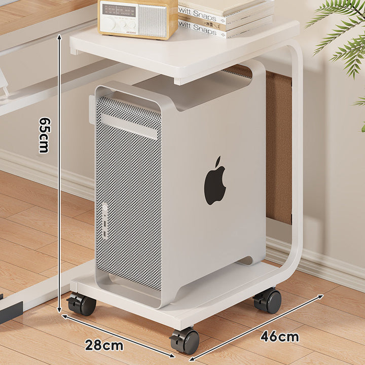 Rolling Desktop CPU Tower Stand mit Holzsockel und schwenkbaren Rollen