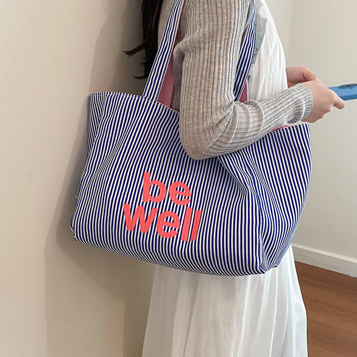 Gestreifter Canvas-Shopper