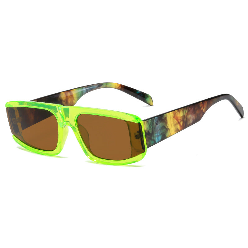 Damen modische Sonnenbrille mit futuristischem Design und transparenten Rahmen Karnz