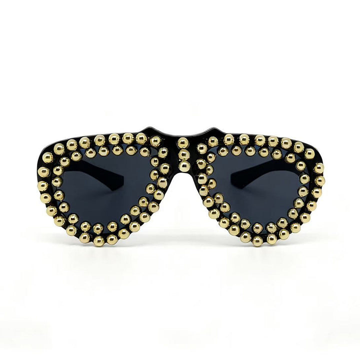Damen modische Herz-Sonnenbrille mit strassverziertem Rahmen Karnz