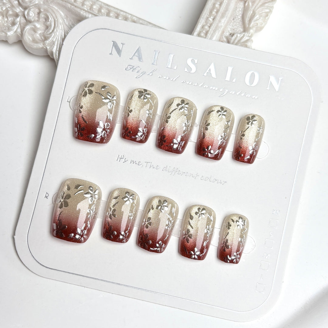 Press-On Nail Art Set mit elegantem Gradient-Design