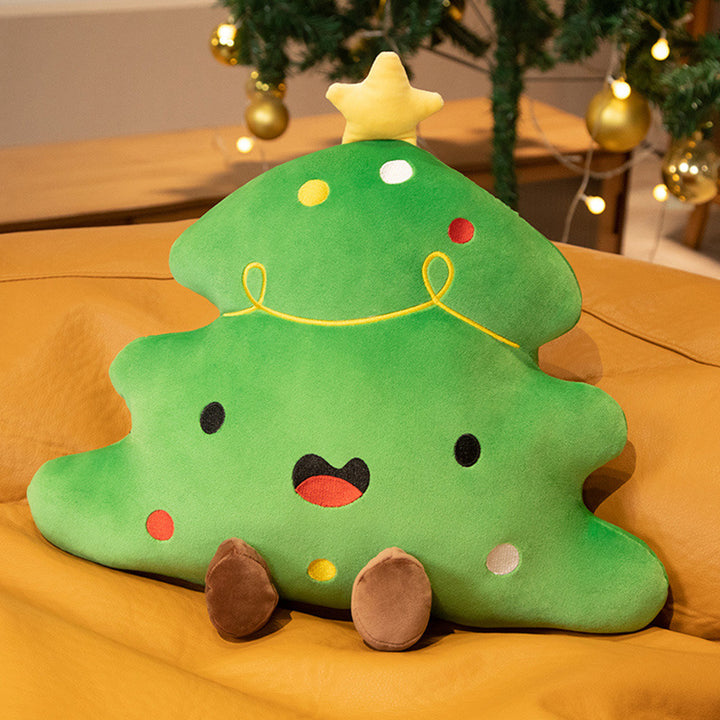 Plüsch Schneemann Dekoratives Kuschelkissen mit gesticktem Gesicht, Schal & Pompon-Hut Karnz