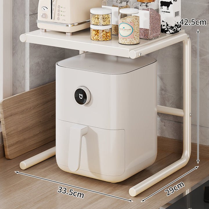 Minimalistischer C-Rahmen-Beistelltisch mit breitem schwebendem Regal und Untertischfreiraum
