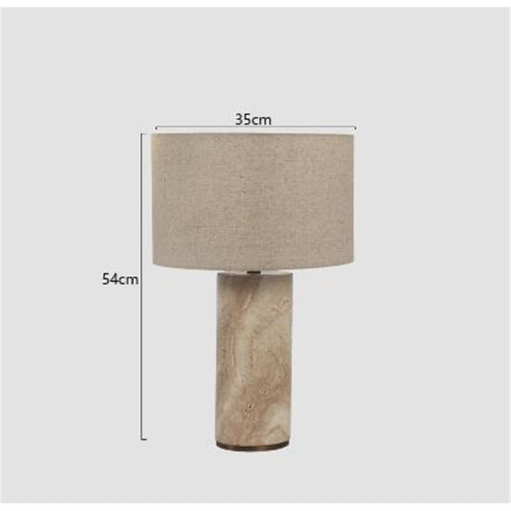 Minimalistische Stehlampe aus Stein mit Leinenschirm