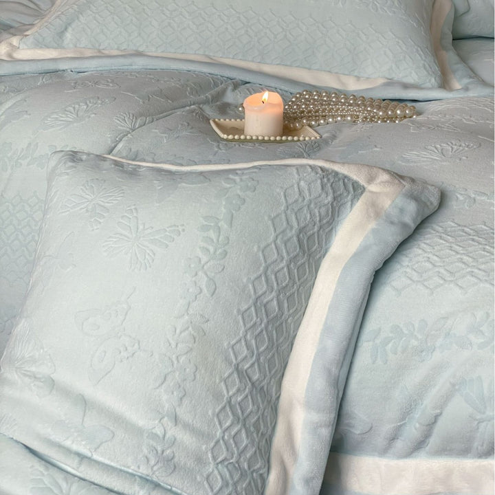 Präges Baumwoll-Satin Bettbezug Set mit gestepptem Textur und Satin-Paspel