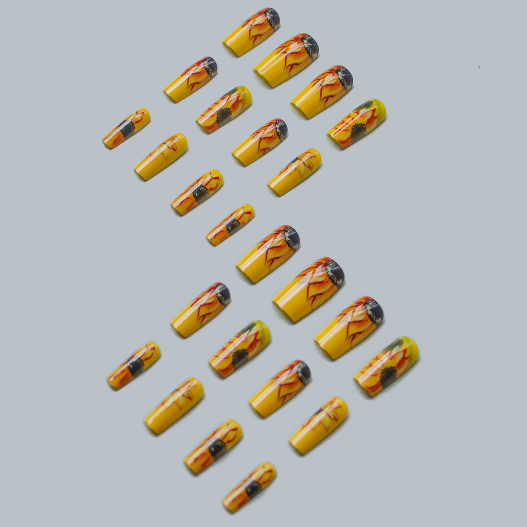 Künstlerisches Sonnenblumen Acryl Nagelkunst Set