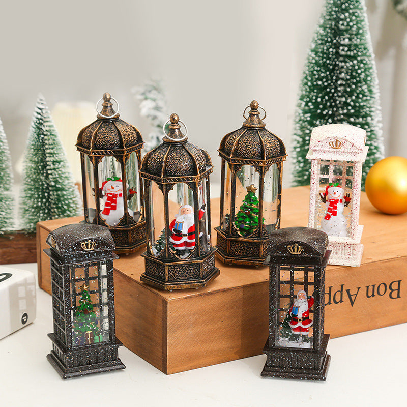 Nostalgische Weihnachtslaterne mit beweglichen Szenen Karnz