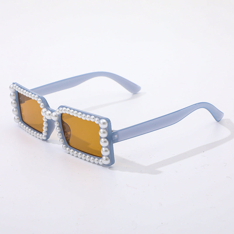 Perlenverzierte Retro-Sonnenbrille Karnz