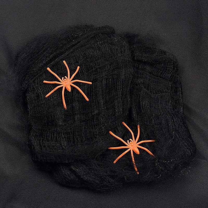 Dekorative Halloween Spinnennetz mit Kunstspinnen