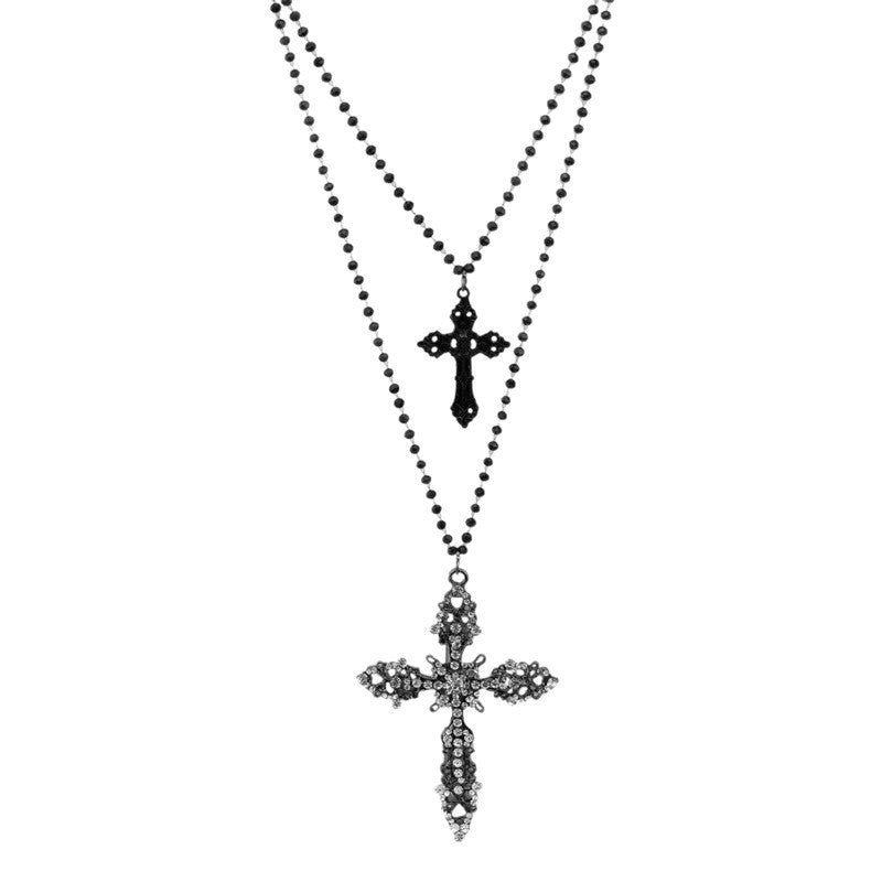 Dual-Layered Cross Pendant Necklace Karnz