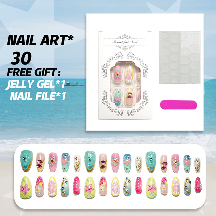 Dekorativer Press-On Nagelkunst Set mit Zubehör