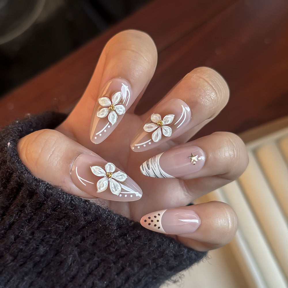 Elegante florale Thema Press-On Nägel Karnz
