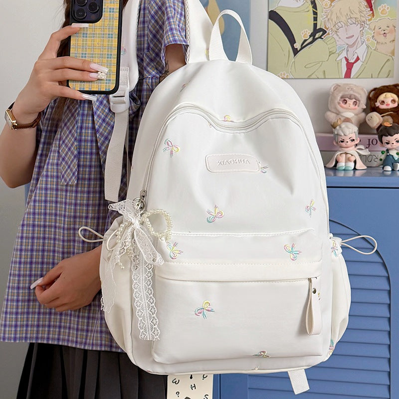 Bestickter Blumen-Detail Freizeit-Rucksack Karnz