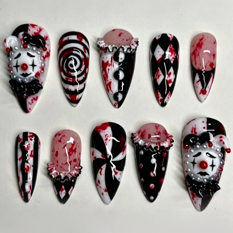 Halloween Kunstnagelset mit gruseligen Motiven und gleitendem Design Karnz
