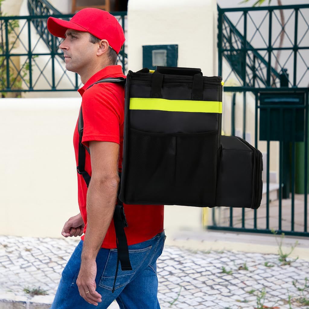 Damen Isolierte Pizza-Liefertasche mit Getränkehaltern und reflektierenden Elementen Karnz