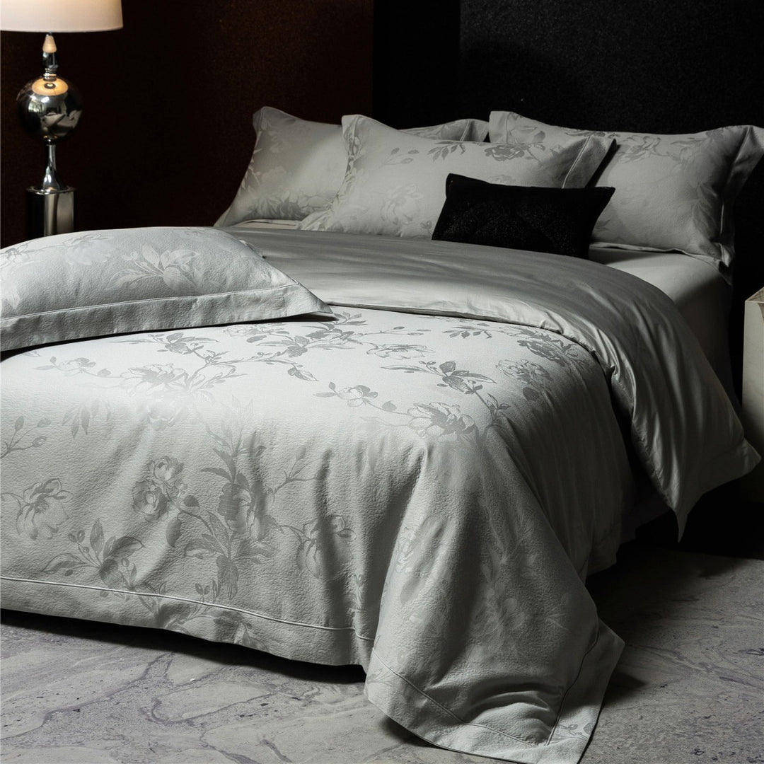 Luxus Jacquard Floral Bettbezug und Bettwäsche Set