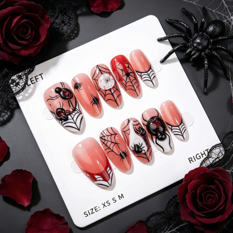 Gothic-Spinnen-Themen-Press-On-Nagelkunst-Set