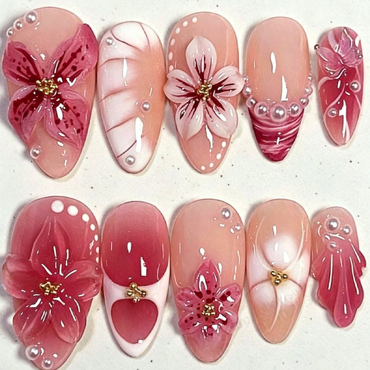 Gourmet Floral Künstlerische Press-On Nagelspitzen Karnz