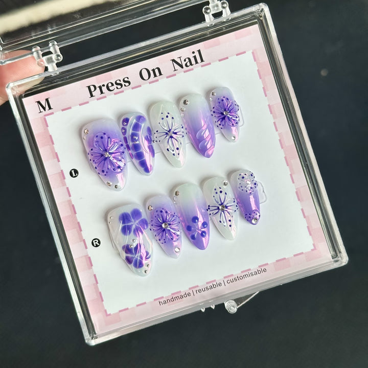 Künstlerisches Floral Press-On Nagelset  1791773187