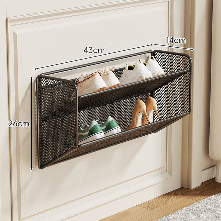 Wandmontierter Slim Drop-Down Mesh Schuhregalständer