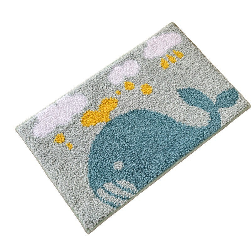Plüsch Tufted Wal-Motiv Rutschfeste, saugfähige Badmatte