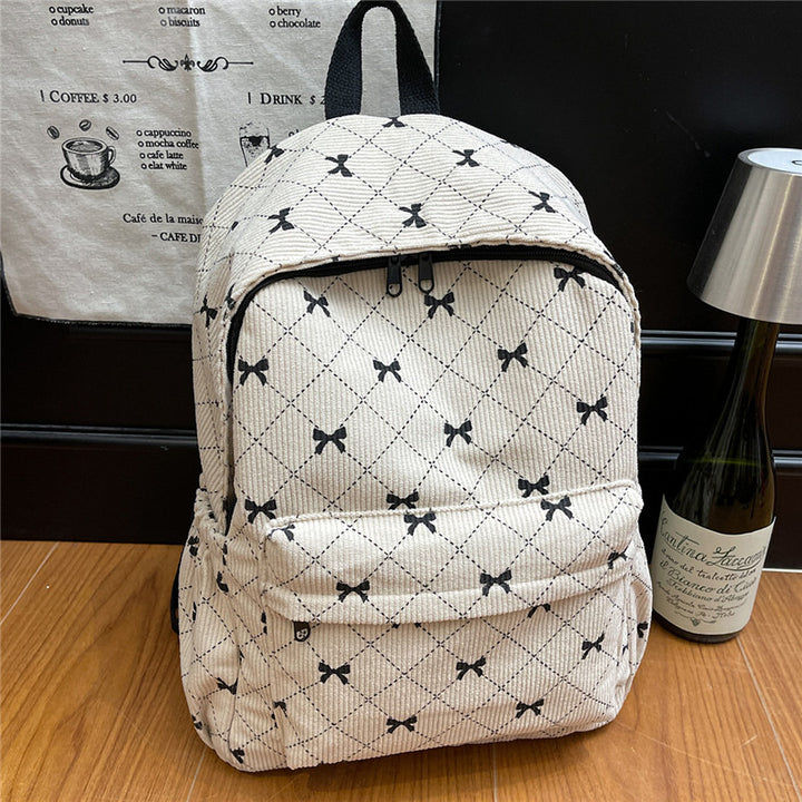 Lässiger Kord-Backpack mit Schleifenverzierung