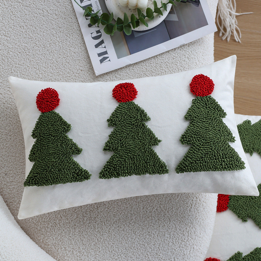 Rechteckiger dekorativer Kissenbezug mit tufted Tannenbaum-Applikation Karnz