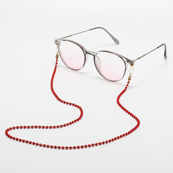 Modische Katzenaugenbrille mit Perlenkette Karnz